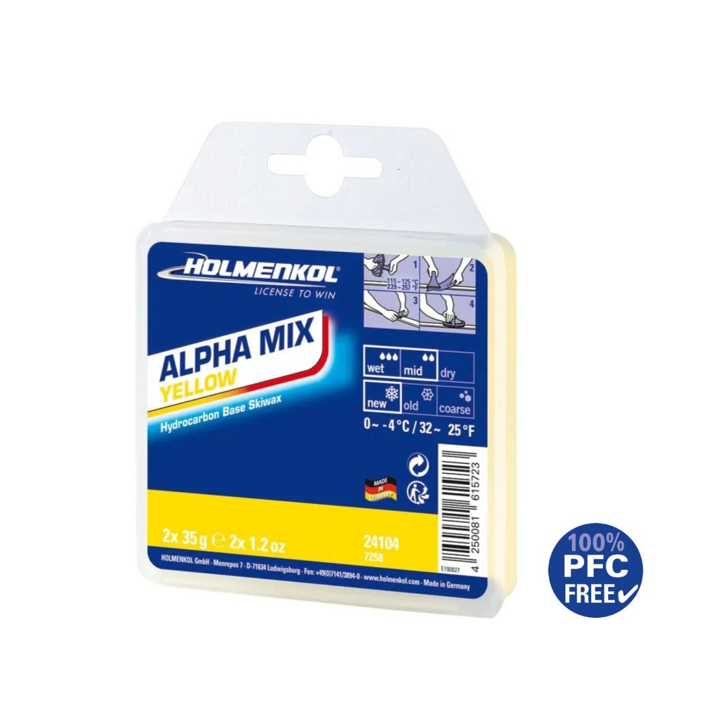 HOLMENKOL Alpha Mix Yellow 滑行蜡（-4~0℃） · 70g